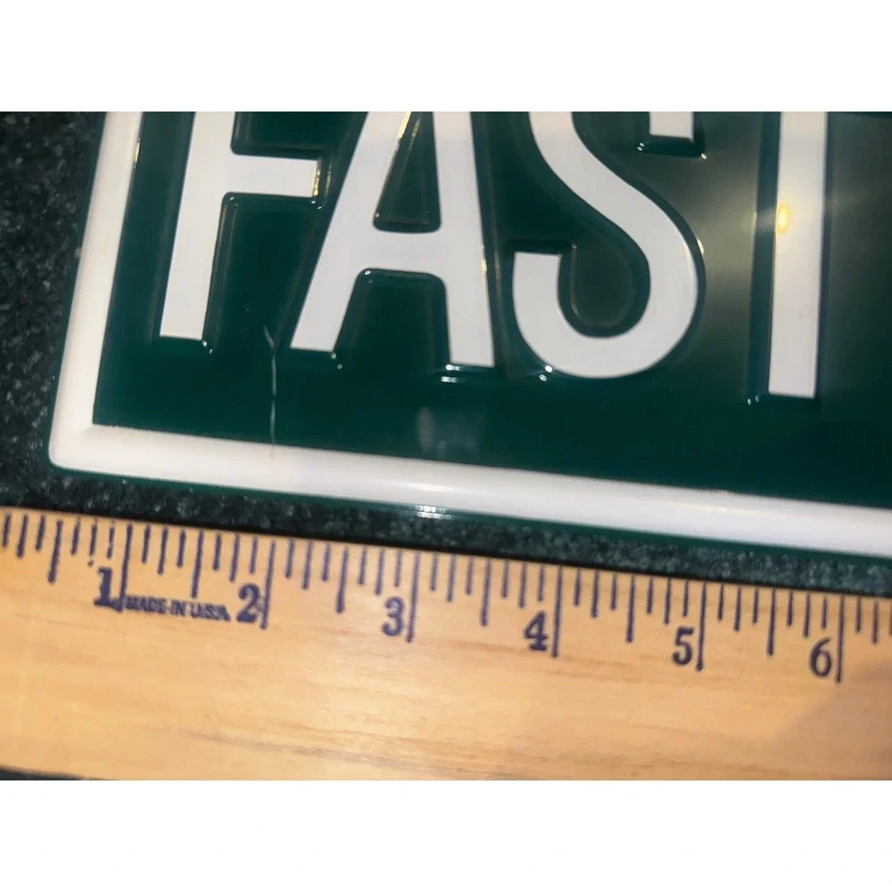 Y2K Vintage Burnes of Boston Fast Ln License Plate Pic Frame 4x6 Green Metal